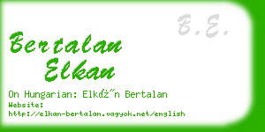 bertalan elkan business card